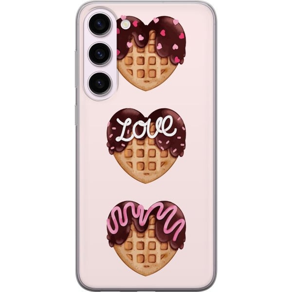 Kompatibelt Mobildeksel til Samsung Galaxy S23+ Hjerteformede vafler med sjokolade, rosa dekorasjoner og kjærlighetstema, søt dessertinspirert design