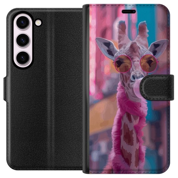 Kompatibel Tegnebogsetui til Samsung Galaxy S23 Giraf med tyggegummi, sjovt farverigt design i bymiljø i popkunststil med legende energi, humor og kr Kompatibel Tegnebogsetui til Samsung Galaxy S23 Giraf med tyggegummi, sjovt farverigt design i bymiljø i popkunststil med legende energi, humor og kr