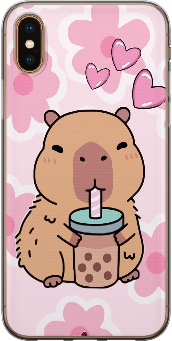 Kompatibelt Mobilskal till Apple iPhone XS Kawaii Capybara Hjärtan Anime Stil Söt Design Djurmotiv TikTok Populärt Present Tjej