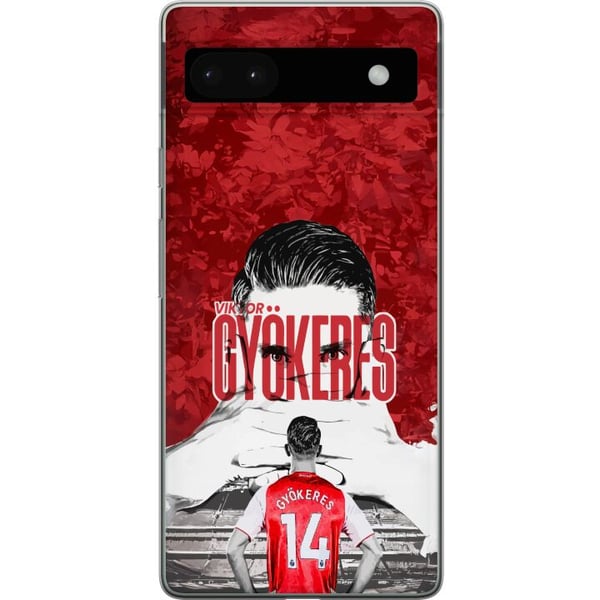 Kompatibelt Mobilskal till Google Pixel 6a Viktor Gyökeres kraftfullt fotbollsmotiv i röd ton med energi och passion