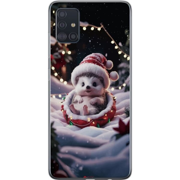Kompatibel Mobilcover til Samsung Galaxy A51 Juleagtig pindsvin sød vinter hyggelige lys nissehue pindsvin sød jul yndig højtid plakat