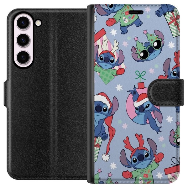 Kompatibel Tegnebogsetui til Samsung Galaxy S23+ Disney Stitch-julemønster – sødt Stitch-julemotiv med nissehuer, rensdyrgevir og blå baggrund Kompatibel Tegnebogsetui til Samsung Galaxy S23+ Disney Stitch-julemønster – sødt Stitch-julemotiv med nissehuer, rensdyrgevir og blå baggrund