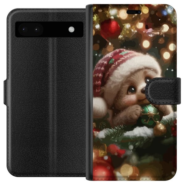 Yhteensopiva Lompakkokotelo Google Pixel 6a Joulun nukkuva karhu palloja söpö karhu tunnelmalliset valot joulu kawaii lämmin juhla söpö talvi juliste