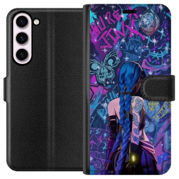 Kompatibel Tegnebogsetui til Samsung Galaxy S23+ Farverig graffitiillustration med blåhåret karakter i urban neonstil og kreativ energi