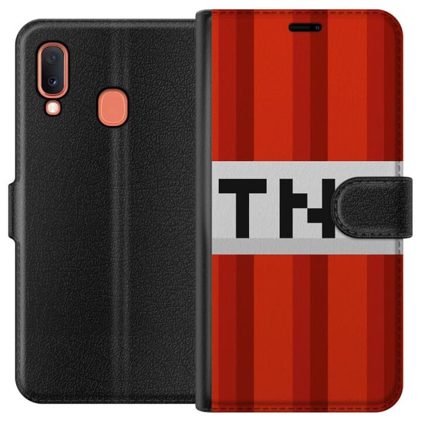 Kompatibelt Plånboksfodral till Samsung Galaxy A20e Minecraft TNT Kompatibelt Plånboksfodral till Samsung Galaxy A20e Minecraft TNT