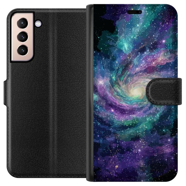 Kompatibel Tegnebogsetui til Samsung Galaxy S21 Farvestrålende spiralgalakse i rummet med stjerner tåger og kosmisk lys