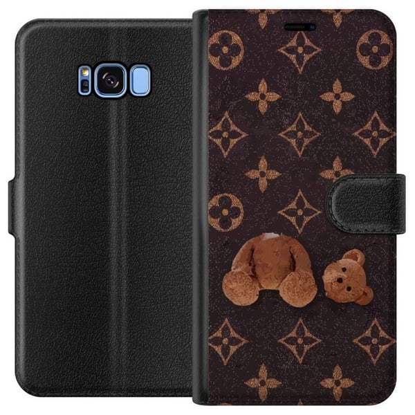 Kompatibelt Plånboksfodral till Samsung Galaxy S8 Grafiskt monogrammönster med isärplockad nalle i konstnärlig stil Kompatibelt Plånboksfodral till Samsung Galaxy S8 Grafiskt monogrammönster med isärplockad nalle i konstnärlig stil