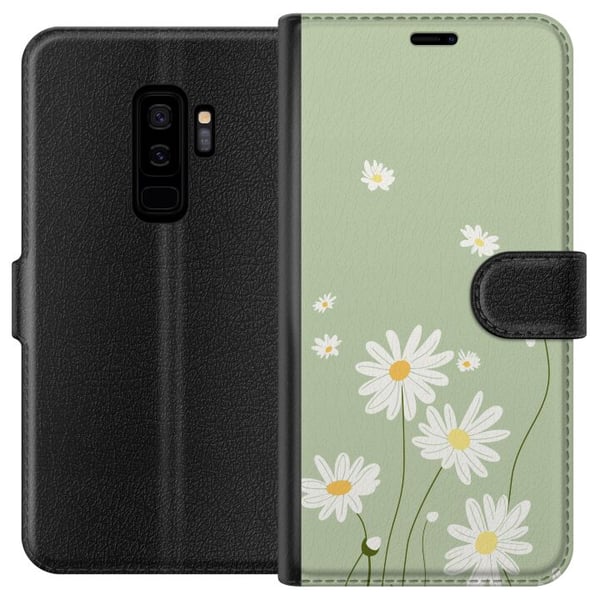 Kompatibelt Plånboksfodral till Samsung Galaxy S9+ Prästkragar – blommigt mönster i svensk sommarstil Kompatibelt Plånboksfodral till Samsung Galaxy S9+ Prästkragar – blommigt mönster i svensk sommarstil