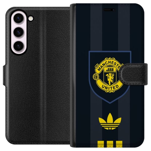 Kompatibelt Lommeboketui til Samsung Galaxy S23+ Manchester United plakat Adidas våpenskjold fotballklubb Premier League logo gul svart retro design Kompatibelt Lommeboketui til Samsung Galaxy S23+ Manchester United plakat Adidas våpenskjold fotballklubb Premier League logo gul svart retro design