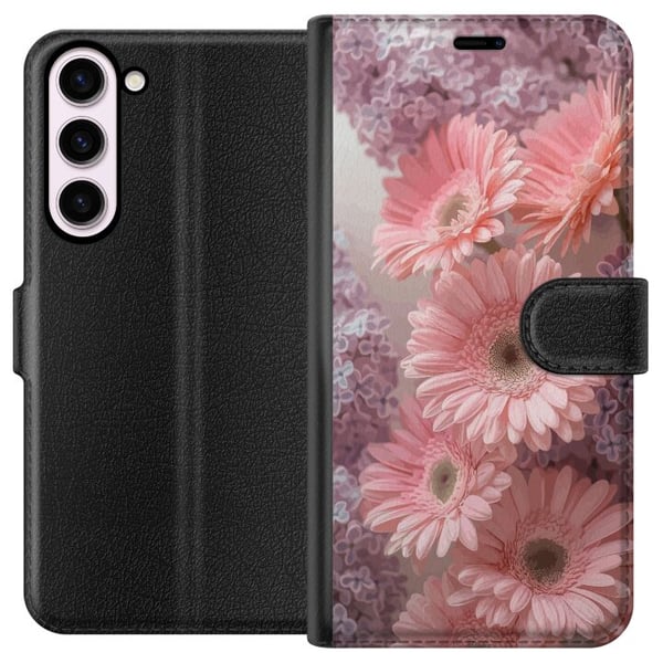 Kompatibel Tegnebogsetui til Samsung Galaxy S23+ Lyserøde blomster blomstermønsterdesign