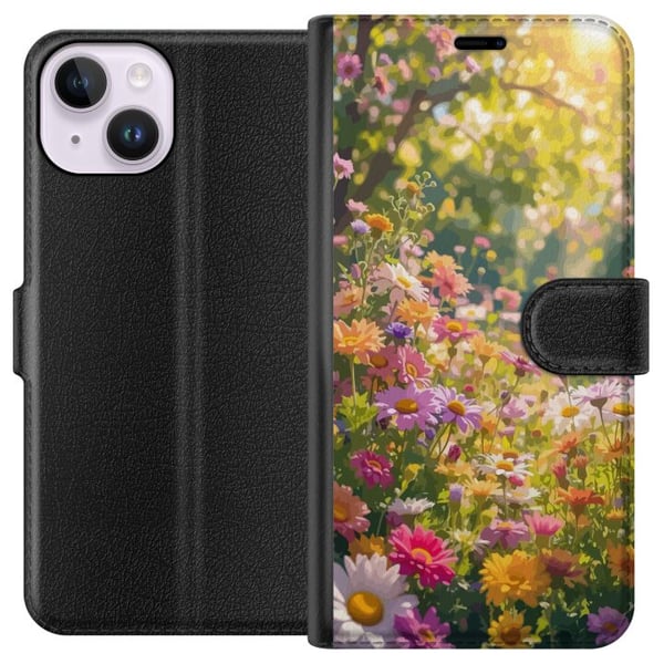 Yhteensopiva Lompakkokotelo Apple iPhone 14 Kukkiva puutarha