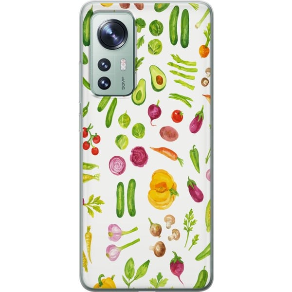 Yhteensopiva Puhelinkuori Xiaomi 12 kasvikset kuvio vihannekset avokado tomaatti kurkku parsakaali terveellinen ruoka juliste keittiö design retro