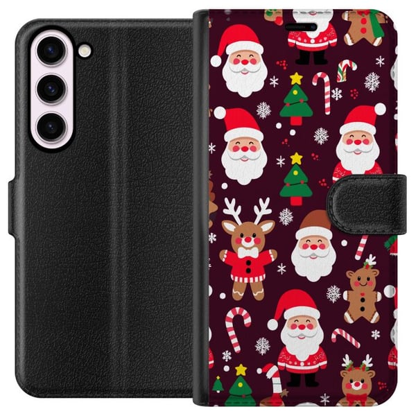 Kompatibel Tegnebogsetui til Samsung Galaxy S23+ Merry Squad-julemønster med nisser, rensdyr og peberkager, sødt vinterdesign i tegneseriestil Kompatibel Tegnebogsetui til Samsung Galaxy S23+ Merry Squad-julemønster med nisser, rensdyr og peberkager, sødt vinterdesign i tegneseriestil