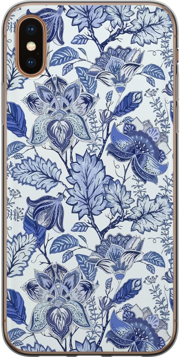 Kompatibelt Mobildeksel til Apple iPhone XS Blomster Blå...
