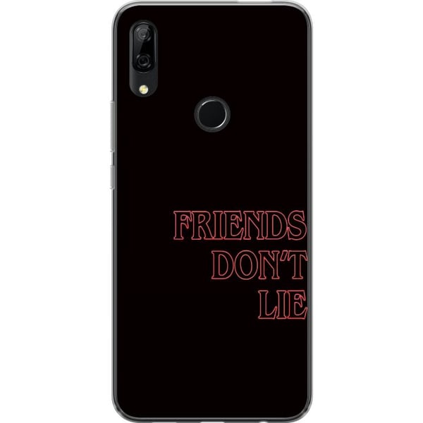 Kompatibel Mobilcover til Huawei P Smart Z Stranger Things Friends Don’t Lie – neonrødt tekstdesign med populært Stranger Things-citat fra serien