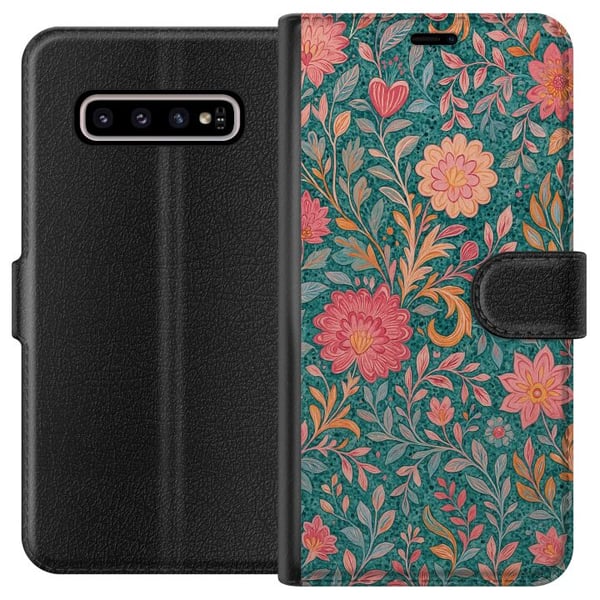 Kompatibel Tegnebogsetui til Samsung Galaxy S10+ Floral Dream