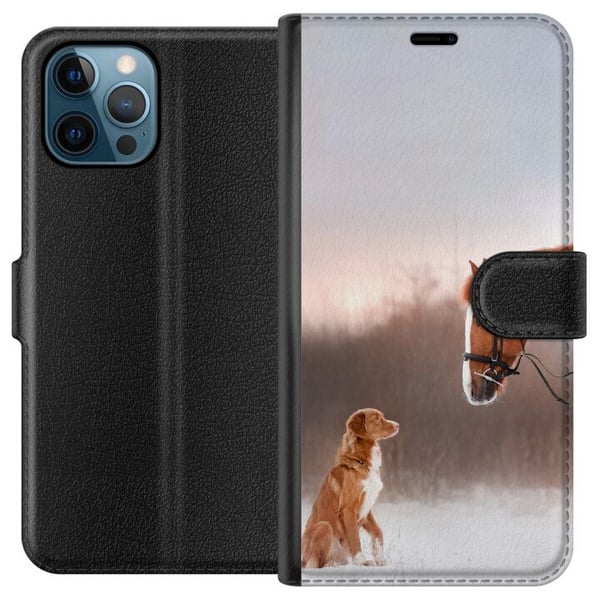 Kompatibelt Lommeboketui til Apple iPhone 12 Pro Hest & Hund