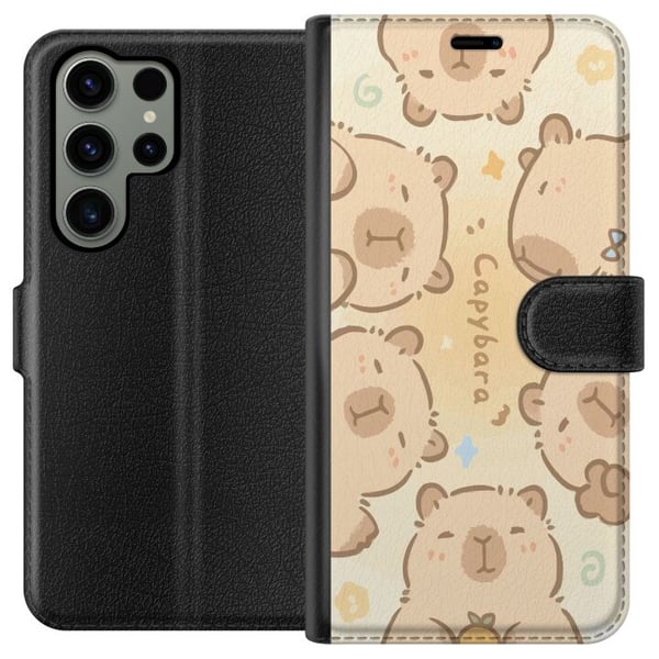 Kompatibel Tegnebogsetui til Samsung Galaxy S23 Ultra Søde kapivarer i pasteldesign – nuttede flodsvin i bløde farver, en sød og varm stil med charme