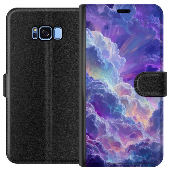 Kompatibelt Plånboksfodral till Samsung Galaxy S8 Fantasilandskap av färgstarka moln i rosa, blått och lila med mjuka former och ljusstrålar som ger Kompatibelt Plånboksfodral till Samsung Galaxy S8 Fantasilandskap av färgstarka moln i rosa, blått och lila med mjuka former och ljusstrålar som ger