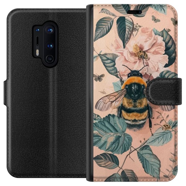 Kompatibel Tegnebogsetui til OnePlus 8 Pro Humle på blomst i pastelfarver, smukt naturinspireret design, der formidler ro, energi og harmoni