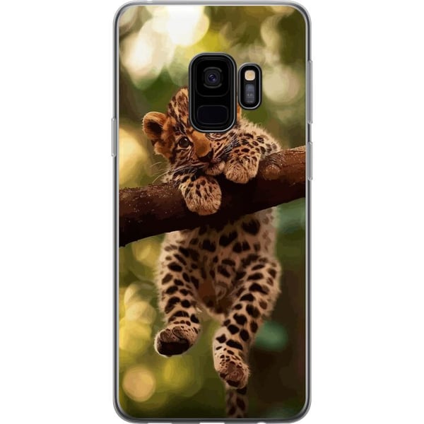 Kompatibelt Mobildeksel til Samsung Galaxy S9 Leopardunge på gren med store øyne naturinspirert jungelmotiv detaljrikt og sjarmerende i varm myk tone Kompatibelt Mobildeksel til Samsung Galaxy S9 Leopardunge på gren med store øyne naturinspirert jungelmotiv detaljrikt og sjarmerende i varm myk tone