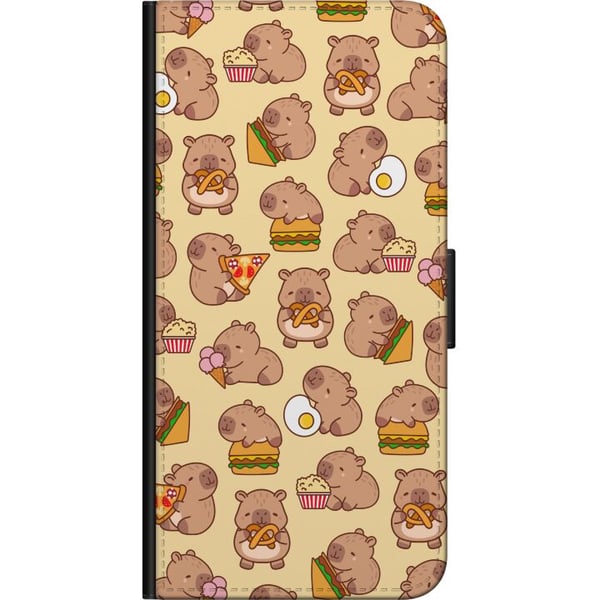 Kompatibel Tegnebogsetui til Motorola Moto G9 Play Kawaii capybara mobilcover med flere søde figurer
