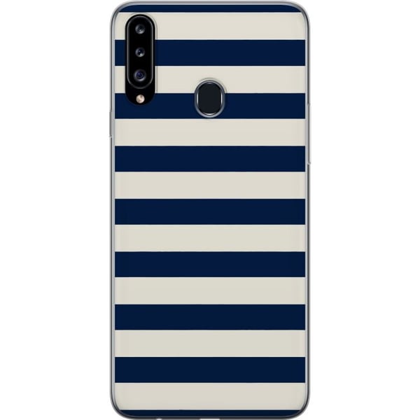 Kompatibel Mobilcover til Samsung Galaxy A20s Stribet marineblå striber marineblå hvid nautisk mønster maritim mode inspiration tidløst klassisk møns