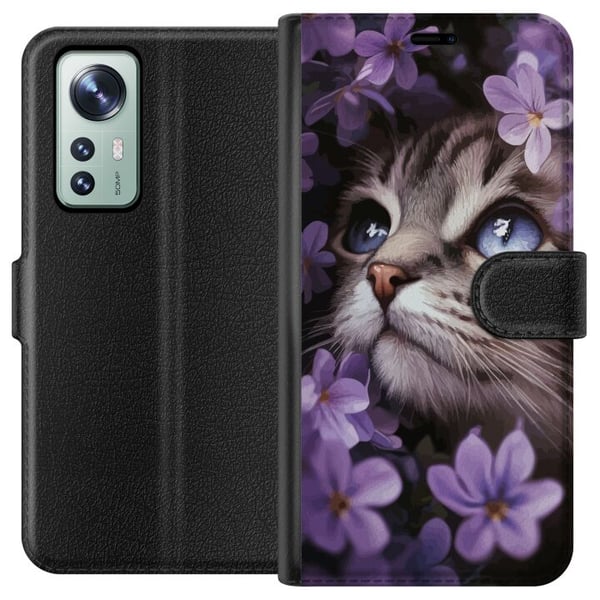 Yhteensopiva Lompakkokotelo Xiaomi 12 Kissa ja kukat