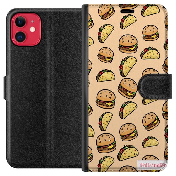 Kompatibelt Plånboksfodral till Apple iPhone 11 Färgglad cartoon design med hamburgare tacos smält ost sallad krispiga skal och roliga figurer perfek Kompatibelt Plånboksfodral till Apple iPhone 11 Färgglad cartoon design med hamburgare tacos smält ost sallad krispiga skal och roliga figurer perfek