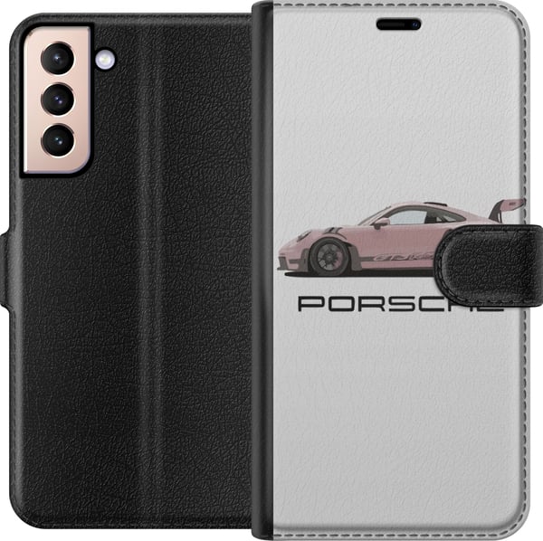Kompatibelt Plånboksfodral till Samsung Galaxy S21 Porsche 911 Pink