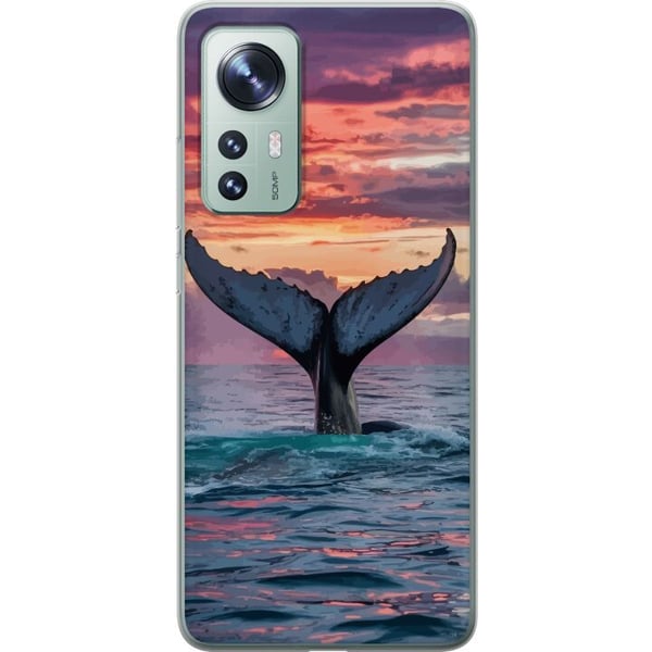 Yhteensopiva Puhelinkuori Xiaomi 12 Valaan pyrstö auringonlaskussa, trooppinen taivas ja tyyni meri – inspiroiva design, jossa on rauhallista energia