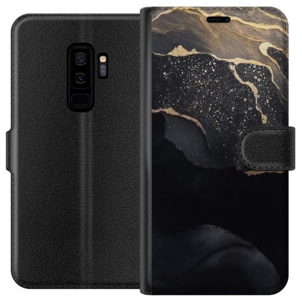 Kompatibelt Plånboksfodral till Samsung Galaxy S9+ Svart guld abstrakt Kompatibelt Plånboksfodral till Samsung Galaxy S9+ Svart guld abstrakt