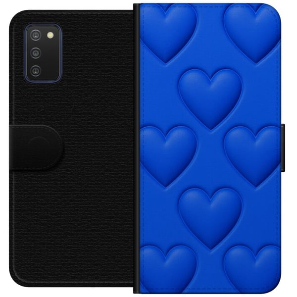 Kompatibelt Lommeboketui til Samsung Galaxy A03s Blå Hjerter