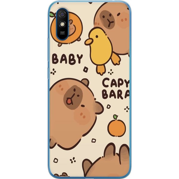 Kompatibel Mobilcover til Xiaomi Redmi 9A Kawaii-kapivarillustration – Sødt tegnet design med ænder og appelsiner