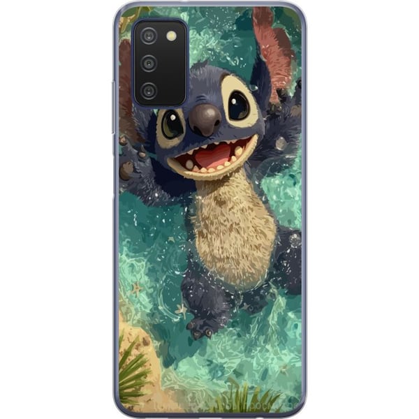 Kompatibelt Mobildeksel til Samsung Galaxy A03s Glad blå fantasiskapning som leker i krystallklart vann tropisk følelse