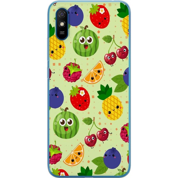 Kompatibel Mobilcover til Xiaomi Redmi 9A Frugtmønster med ananas, melon og kirsebær, farverigt design, der spreder glæde og sommerenergi