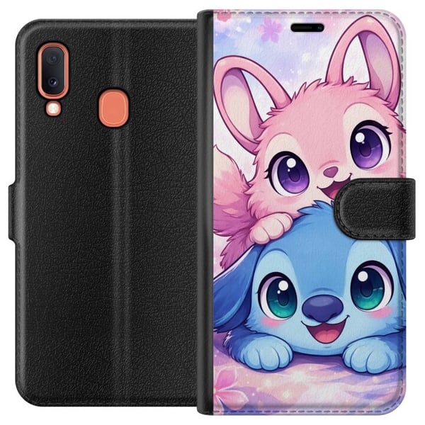 Kompatibelt Plånboksfodral till Samsung Galaxy A20e Söt kawaii-illustration med rosa och blå fantasidjur, stora ögon och mjuka färger, perfekt dekora Kompatibelt Plånboksfodral till Samsung Galaxy A20e Söt kawaii-illustration med rosa och blå fantasidjur, stora ögon och mjuka färger, perfekt dekora