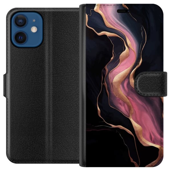 Kompatibel Tegnebogsetui til Apple iPhone 12 mini Marmormønster luksusdesignsten
