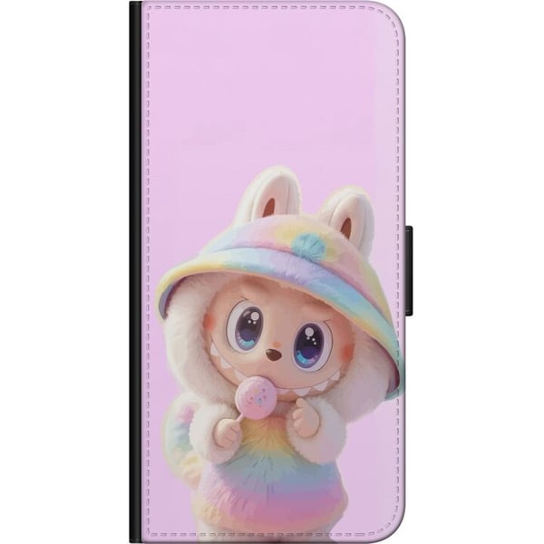 Kompatibel Tegnebogsetui til OnePlus 9 Pro Rainbow Bunny Cutie – sødt motiv med pastelfarver og sød figur i hættetrøje