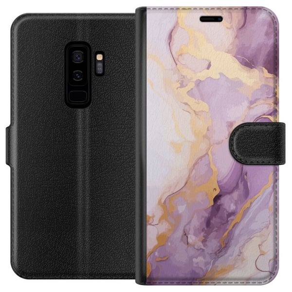 Kompatibelt Plånboksfodral till Samsung Galaxy S9+ Marmor Lila Guld Kompatibelt Plånboksfodral till Samsung Galaxy S9+ Marmor Lila Guld