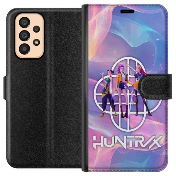 Kompatibelt Plånboksfodral till Samsung Galaxy A33 5G Huntrix Neon Trio Kpop Demon Hunter Färgstark futuristisk design med tre kvinnliga hjältar i pa
