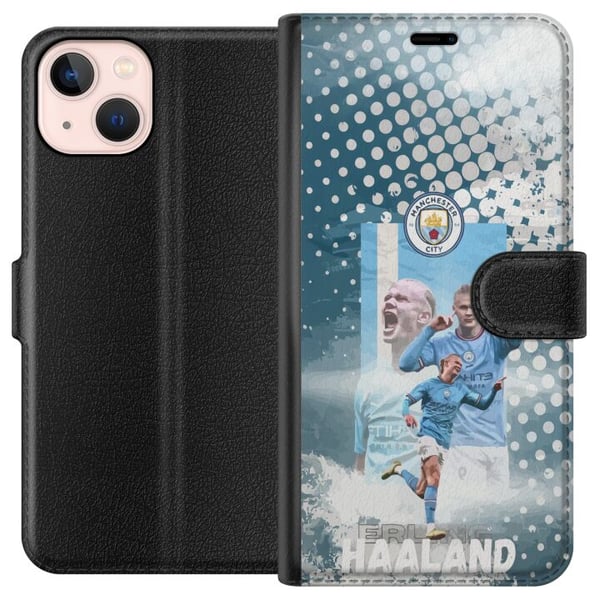 Kompatibelt Plånboksfodral till Apple iPhone 13 mini Erling Haaland Manchester City Norge målgaranti enorm fysik och sylvassa avslut som gör honom ti Kompatibelt Plånboksfodral till Apple iPhone 13 mini Erling Haaland Manchester City Norge målgaranti enorm fysik och sylvassa avslut som gör honom ti