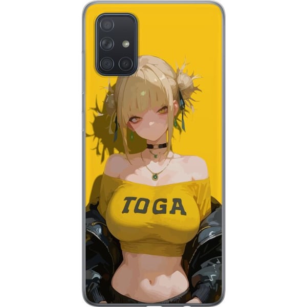Kompatibel Mobilcover til Samsung Galaxy A71 Gul animeinspireret illustration med blond karakter, stærk baggrund, kawaii-stil til trendy motiver