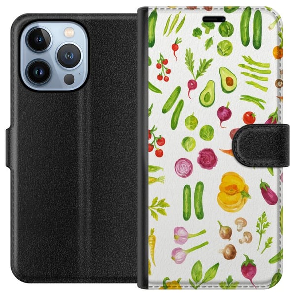 Kompatibelt Lommeboketui til Apple iPhone 13 Pro grønnsaker mønster grønnsaker avokado tomat agurk brokkoli sunn mat plakat kjøkken design retro Kompatibelt Lommeboketui til Apple iPhone 13 Pro grønnsaker mønster grønnsaker avokado tomat agurk brokkoli sunn mat plakat kjøkken design retro