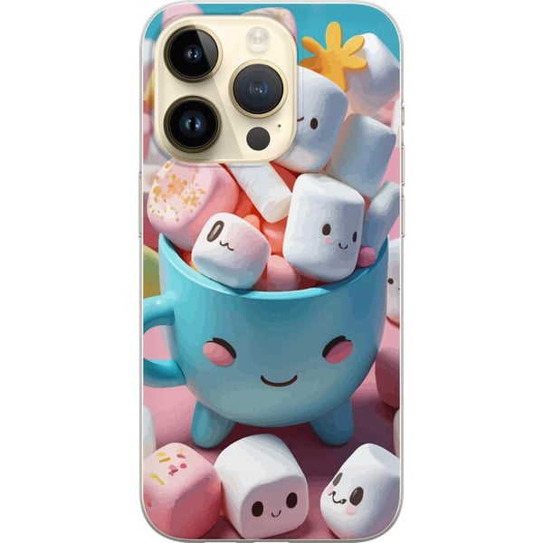 Kompatibelt Mobilskal till Apple iPhone 14 Pro Kawaii marshmallow smile kawaii design med söta figurer i kopp färgglad och glad stil