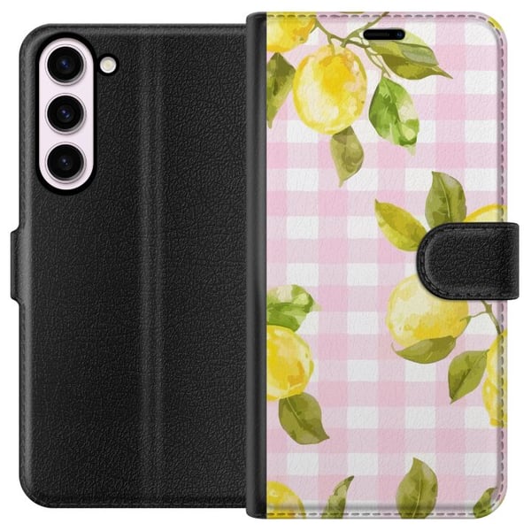 Kompatibel Tegnebogsetui til Samsung Galaxy S23+ Citrongrønt og lyserødt ginghammønster – citronmønster med lyserødt ternet motiv i pastel og sommerl Kompatibel Tegnebogsetui til Samsung Galaxy S23+ Citrongrønt og lyserødt ginghammønster – citronmønster med lyserødt ternet motiv i pastel og sommerl