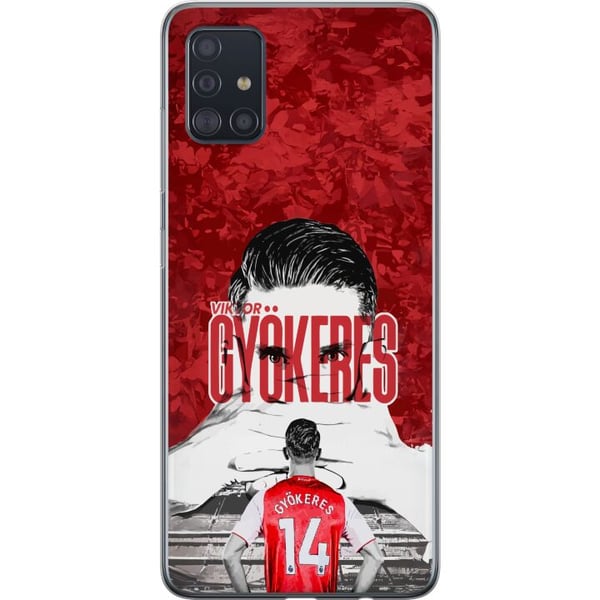 Kompatibelt Mobildeksel til Samsung Galaxy A51 Viktor Gyökeres kraftfulle fotballmotiv i rød tone med energi og lidenskap Kompatibelt Mobildeksel til Samsung Galaxy A51 Viktor Gyökeres kraftfulle fotballmotiv i rød tone med energi og lidenskap
