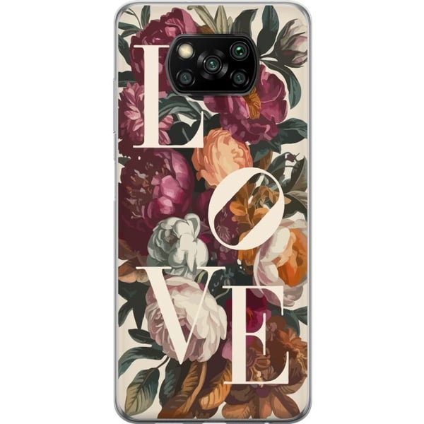 Kompatibel Mobilcover til Xiaomi Poco X3 NFC Love blomstermotiv med pæoner i vintage stil, romantisk og varmt design til dig, der elsker klassisk skø
