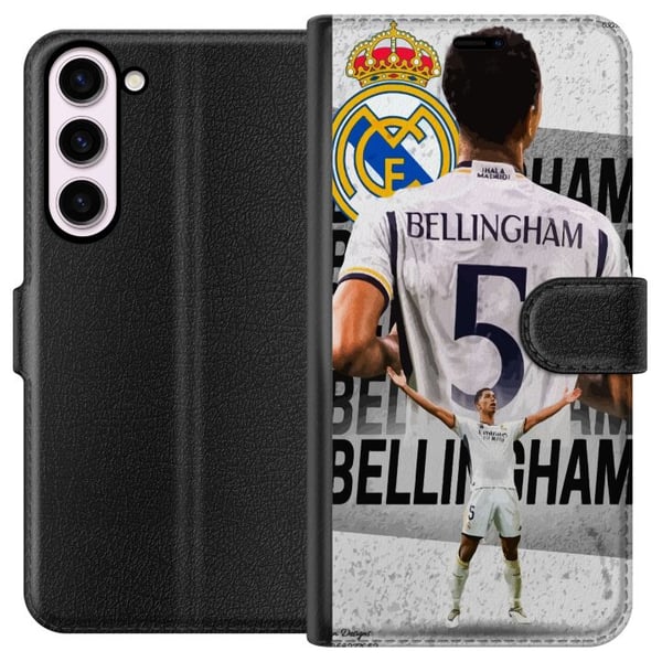 Kompatibel Tegnebogsetui til Samsung Galaxy S23+ Real Madrid Jude Bellingham med forsvarer i trøje nummer 5 stort klubemblem sort-hvid kontrast atlet Kompatibel Tegnebogsetui til Samsung Galaxy S23+ Real Madrid Jude Bellingham med forsvarer i trøje nummer 5 stort klubemblem sort-hvid kontrast atlet