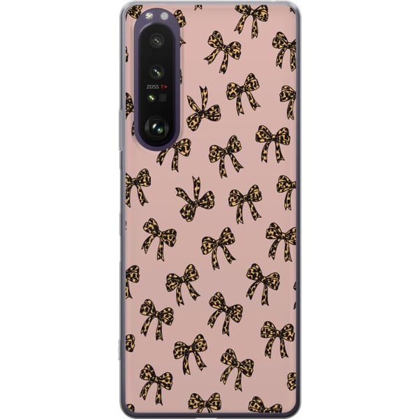 Kompatibel Mobilcover til Sony Xperia 1 III Leopardmønstrede sløjfer lyserød baggrund mode piget sød retro mønster mode mønster stilfuld dekoration